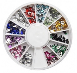 021 12kinds of colorful rhinestones in wheel